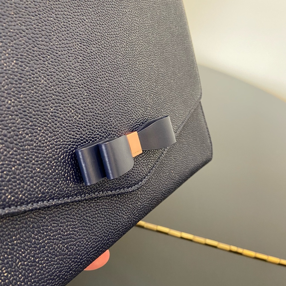 NWT Authentic Navy Ted Baker Krystan Bow Leather Envelope Pouch/bag - Picture 6 of 17